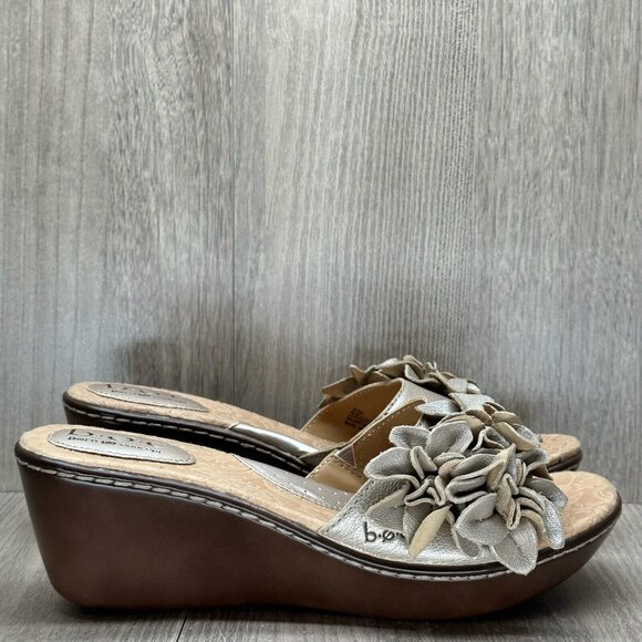 b.o.c. Tan and Brown Floral Wedge Sandals - Picture 1 of 12